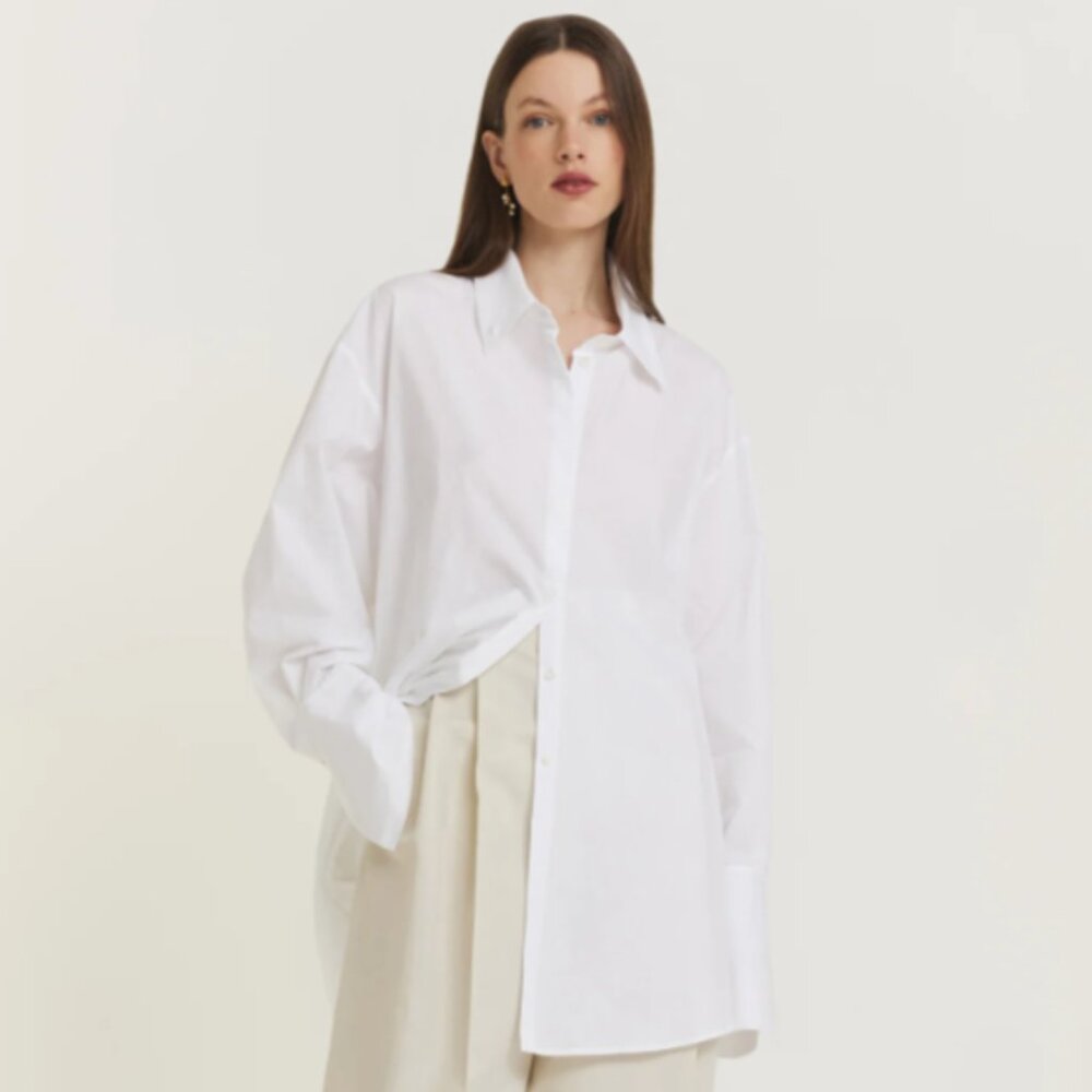 New Calcaterra Women’s Basic Button-Up Blouse Whi… - image 1
